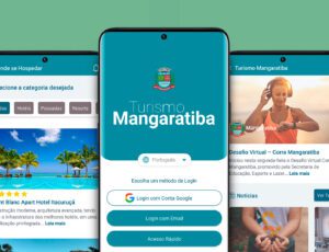 Prévias digitais da interface do app Turismo Mangaratiba